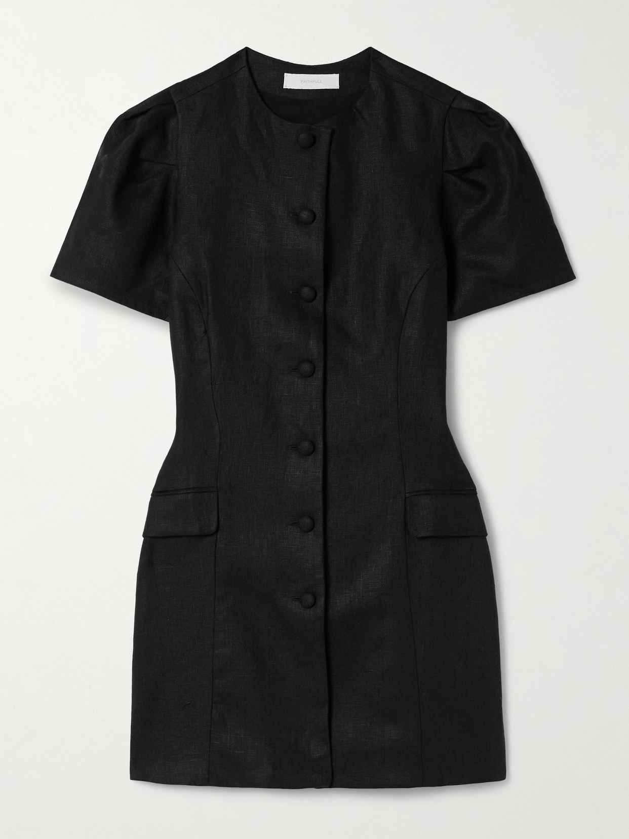 Faithfull Linen Minidress In Black