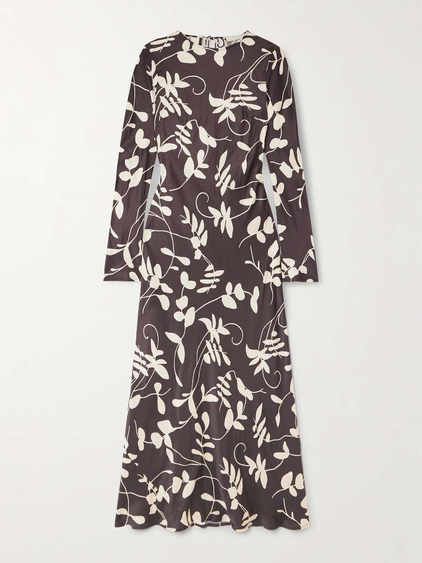 Faithfull Faroe Open-back Printed Satin Maxi Dress