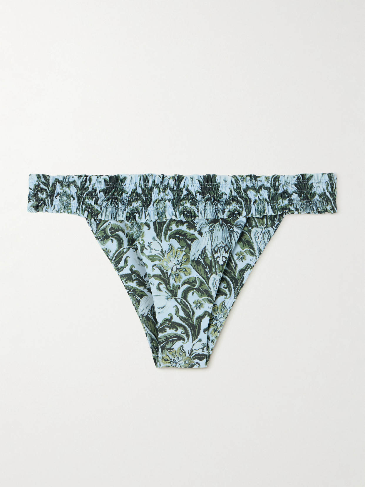 Faithfull - Tavira Shirred Printed Recycled Bikini Briefs - Blue