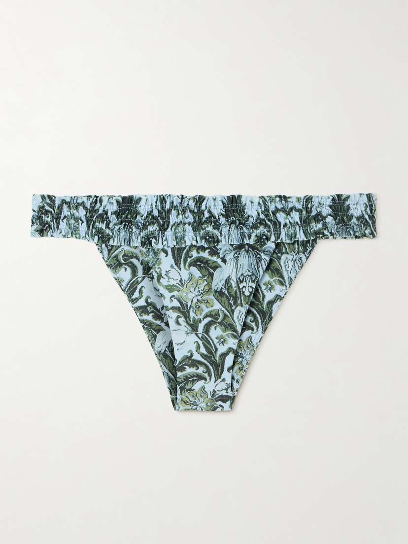 Faithfull Tavira Shirred Printed Recycled Bikini Briefs