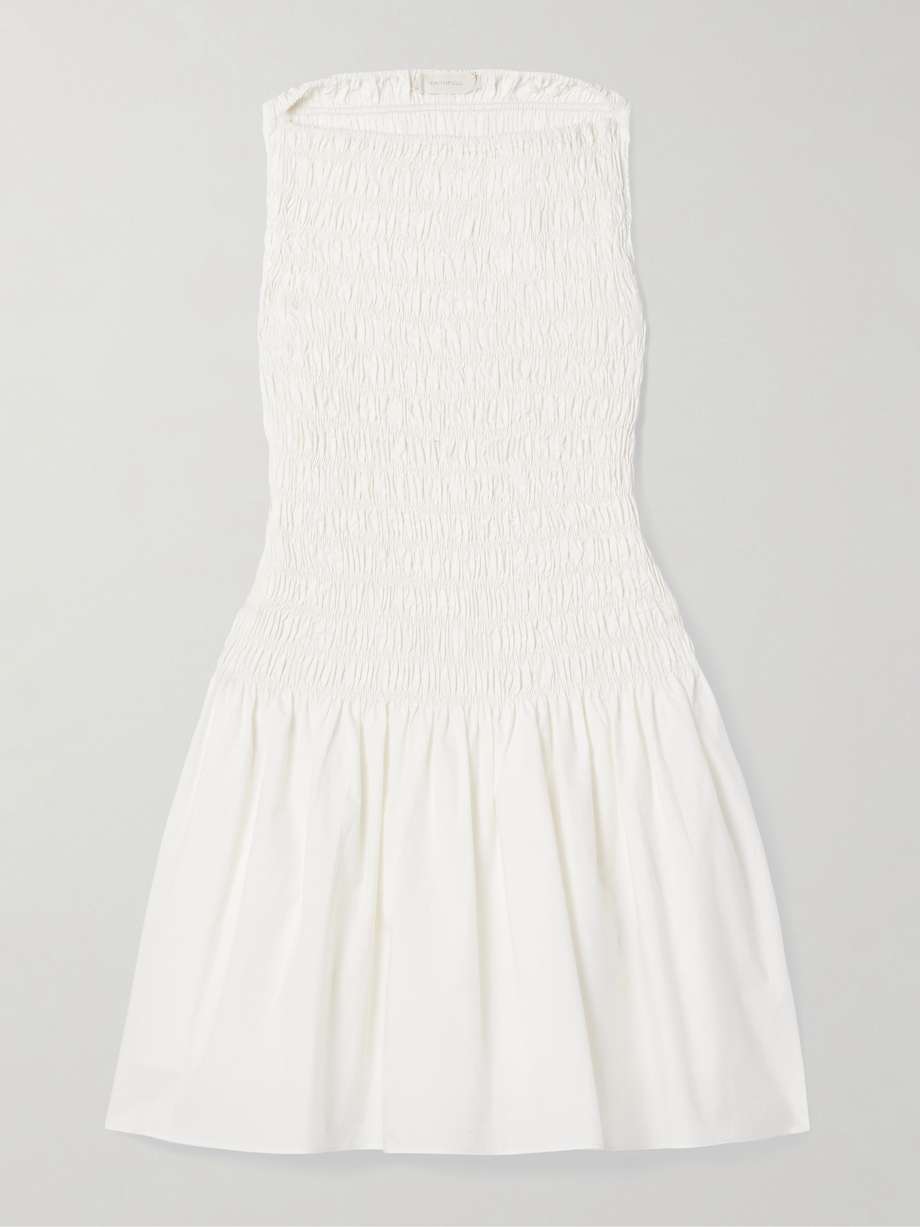 noa shirred cotton-poplin mini dress