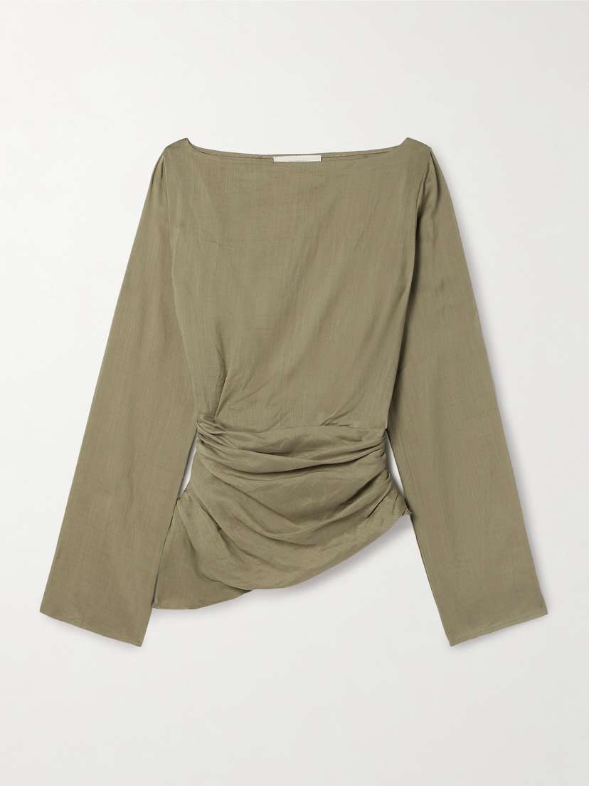 Faithfull Adelia Draped Ramie And Silk-blend Top