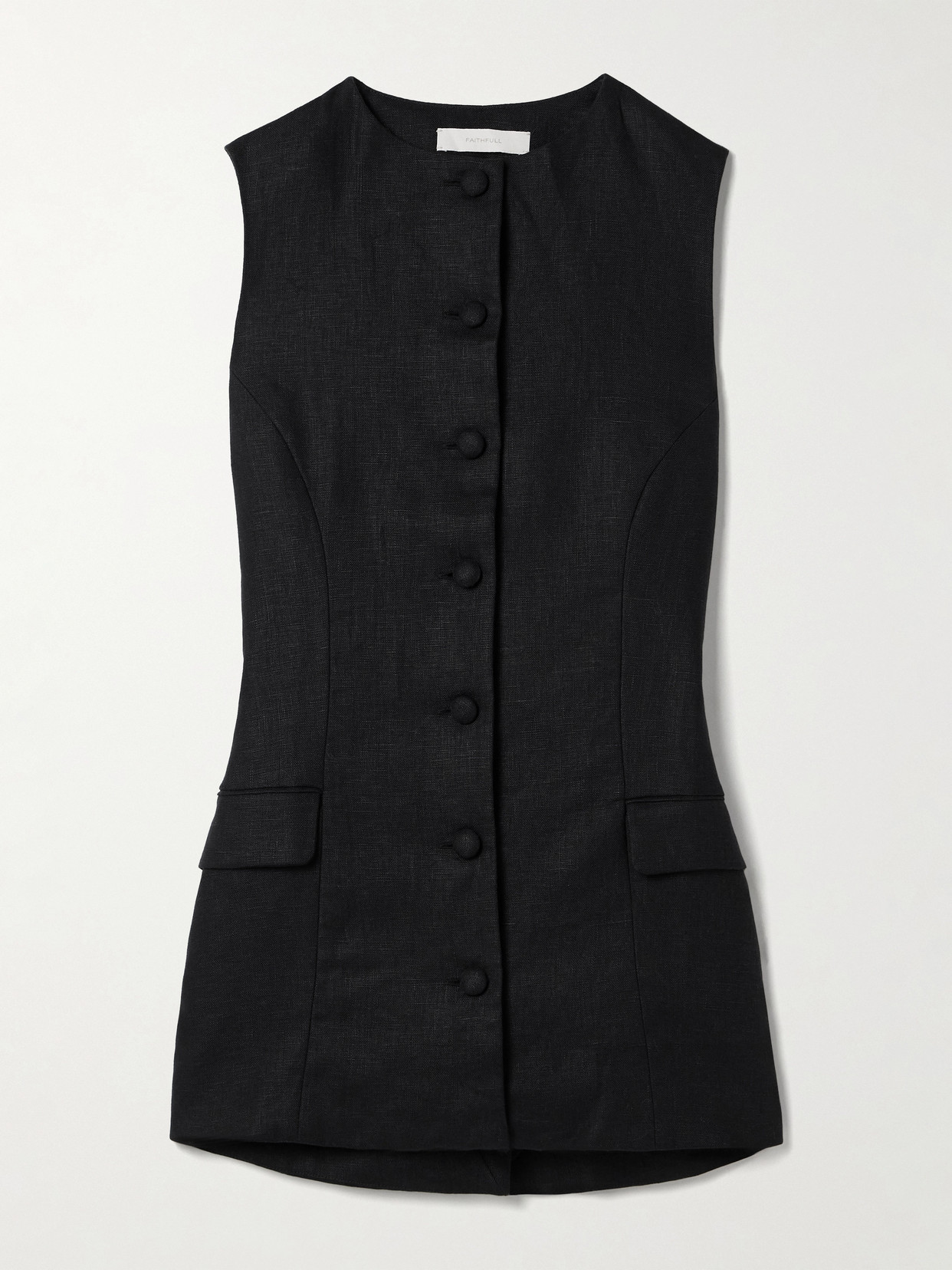 Shop Faithfull Jane Linen Vest In Black