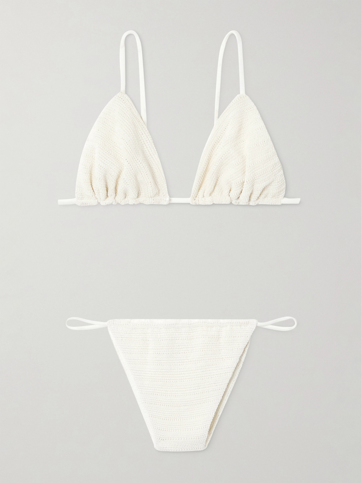 Faithfull Gianni + Brita Crocheted Cotton-blend Triangle Bikini In White