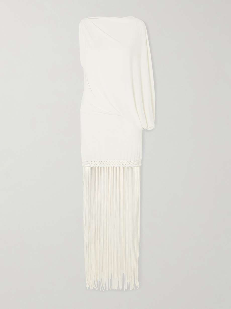 colmar one-sleeve fringed draped stretch-jersey dress