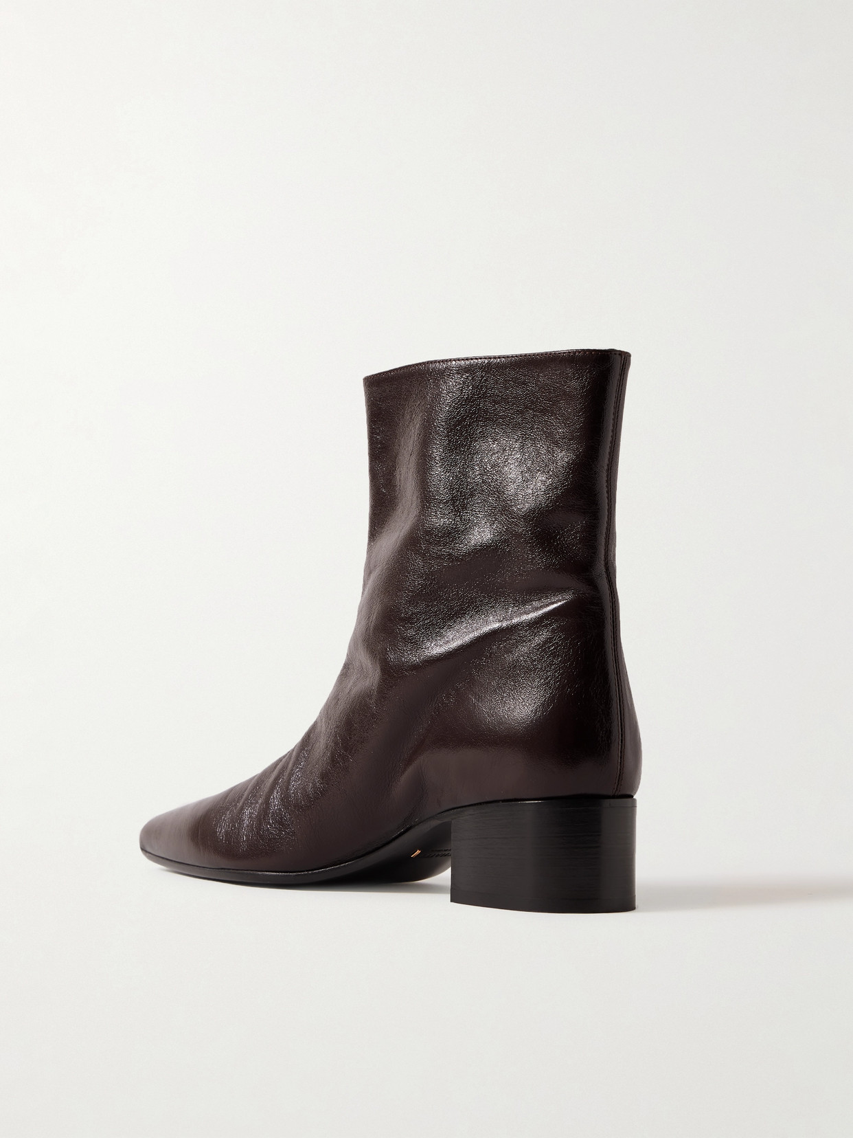 Khaite Andee Crinkled-leather Ankle Boots In Brown
