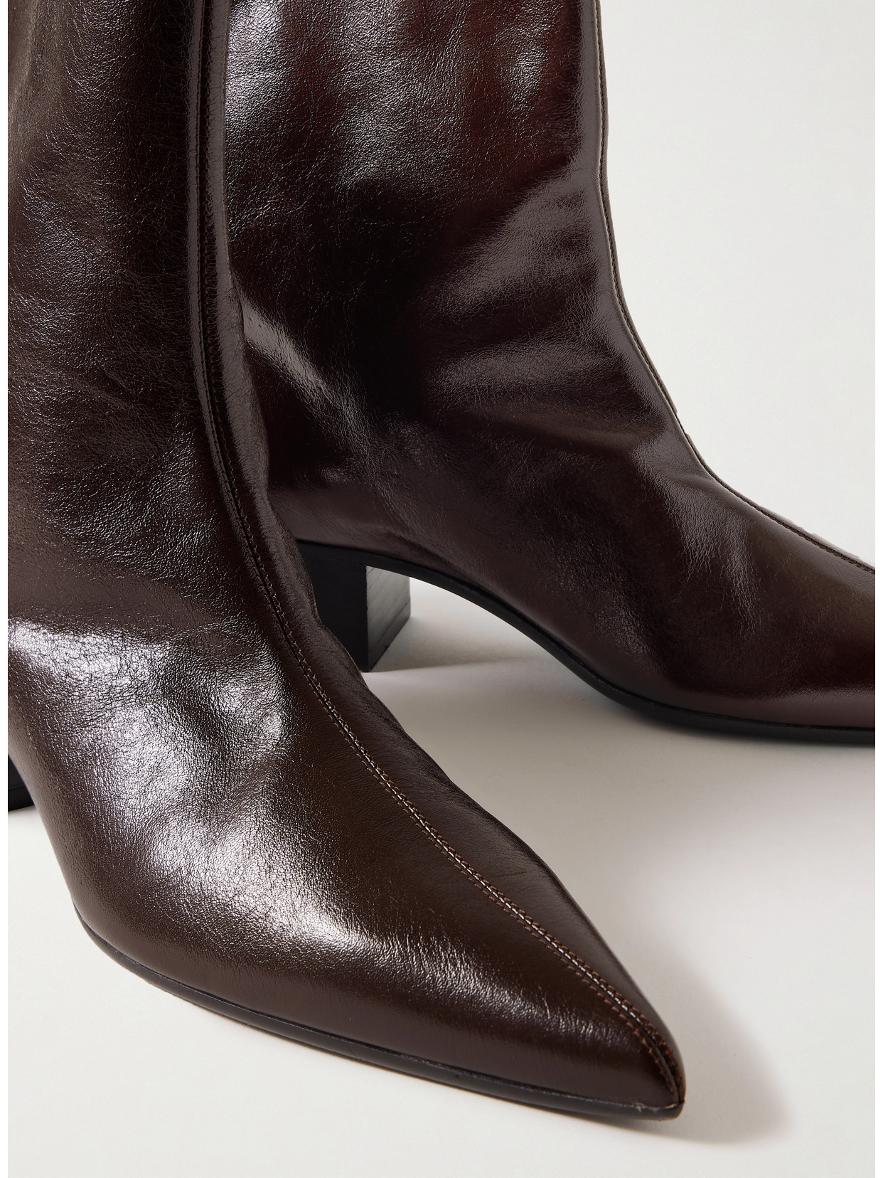 Khaite Andee Crinkled-leather Ankle Boots In Brown