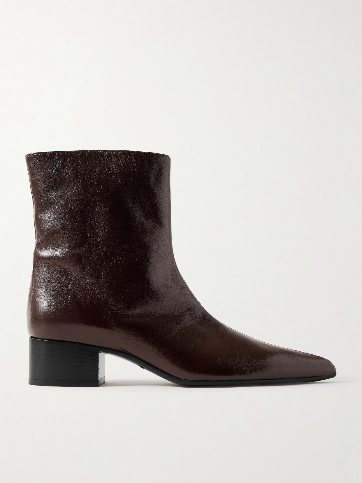 Khaite Andee Crinkled-leather Ankle Boots In Brown