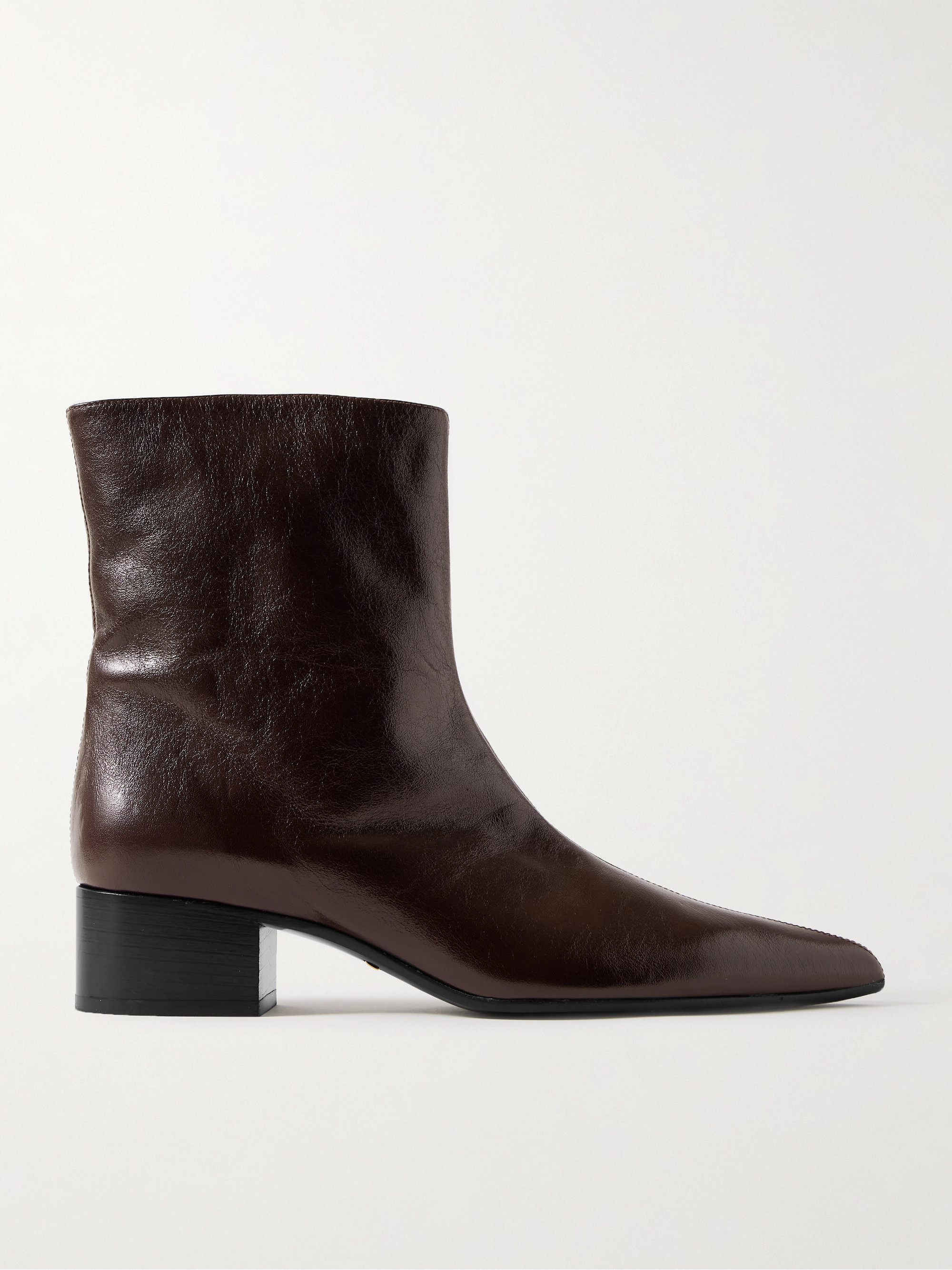 KHAITE Andee crinkled-leather ankle boots