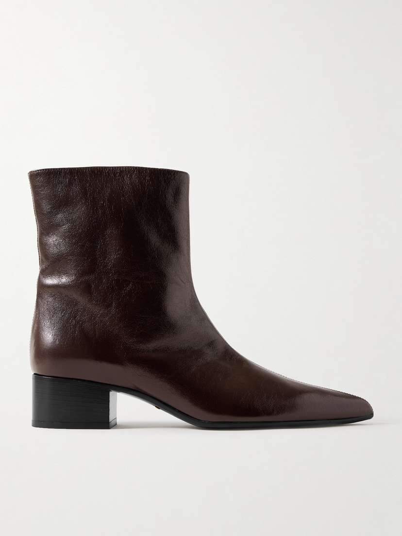 Khaite Andee Crinkled-leather Ankle Boots