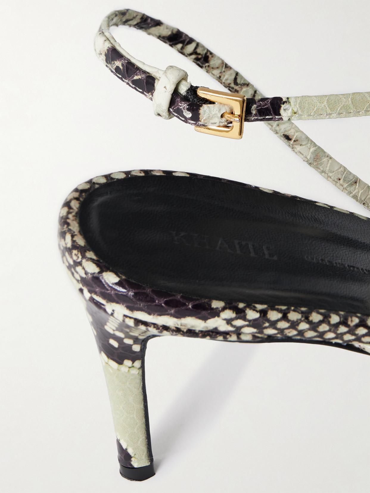 Shop Khaite Loop Snake-effect Leather Sandals In Animal Print