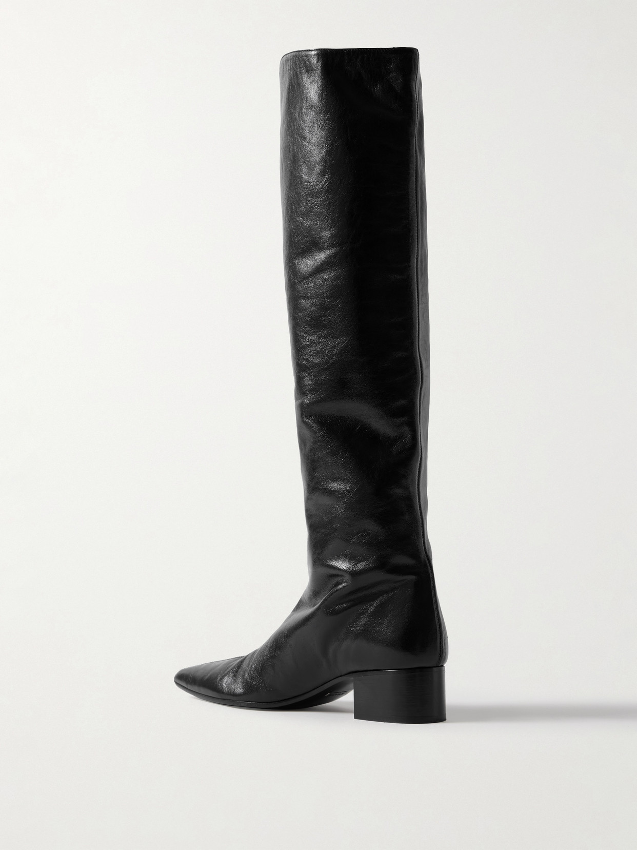 Khaite Andee Crinkled-leather Knee Boots In Black