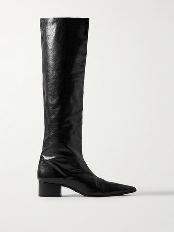 KHAITE Andee crinkled-leather knee boots