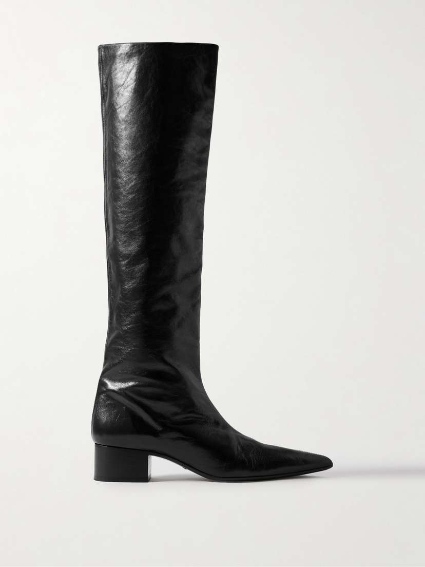 Khaite Andee Crinkled-leather Knee Boots