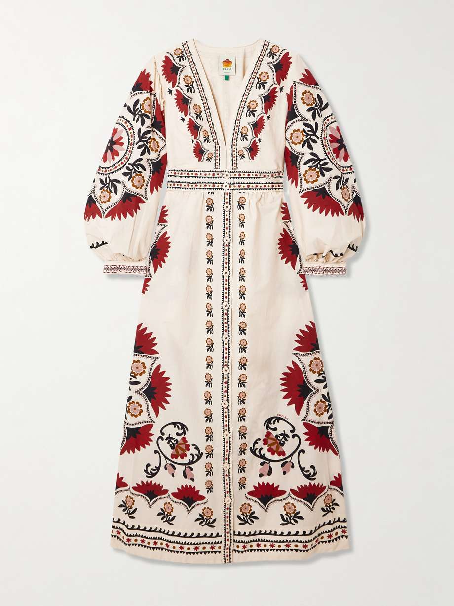 cashew mandala floral-print cotton-poplin maxi dress