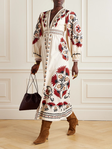 FARM Rio Cashew Mandala floral-print cotton-poplin maxi dress