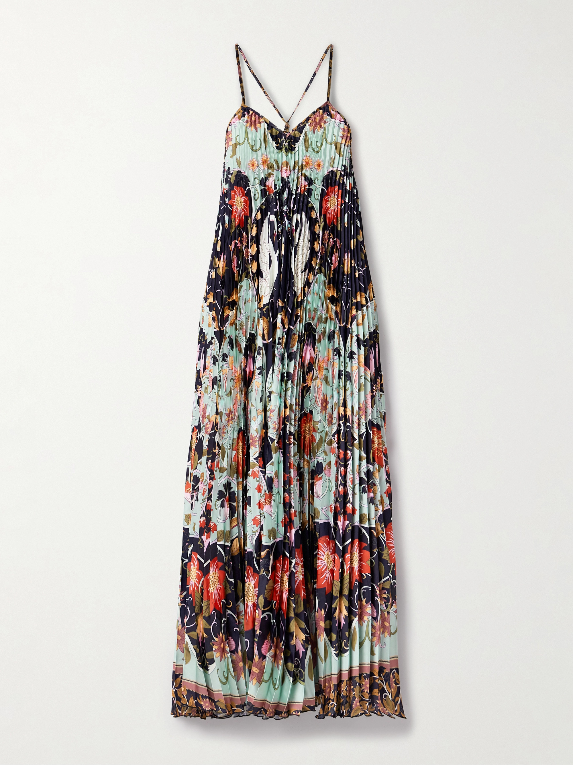 FARM Rio Floral-print plissé-satin midi dress thumbnail