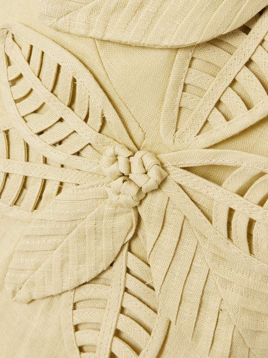 appliquéd linen midi dress