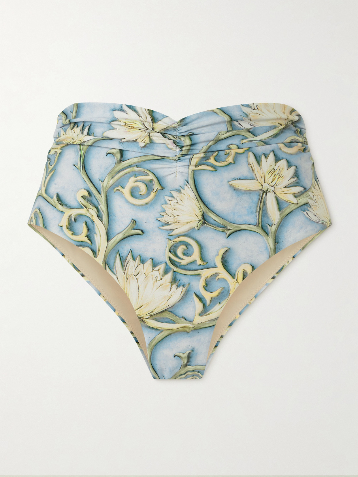 Agua By Agua Bendita Vaiven Soledad Ruched Floral-print Recycled Bikini Briefs In Blue