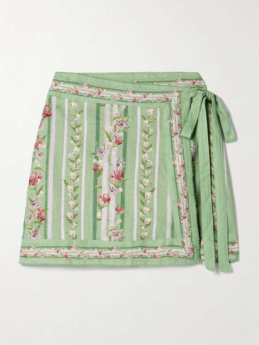 Agua by Agua Bendita Luna Honeysuckle Scalloped Floral-print Linen Pareo