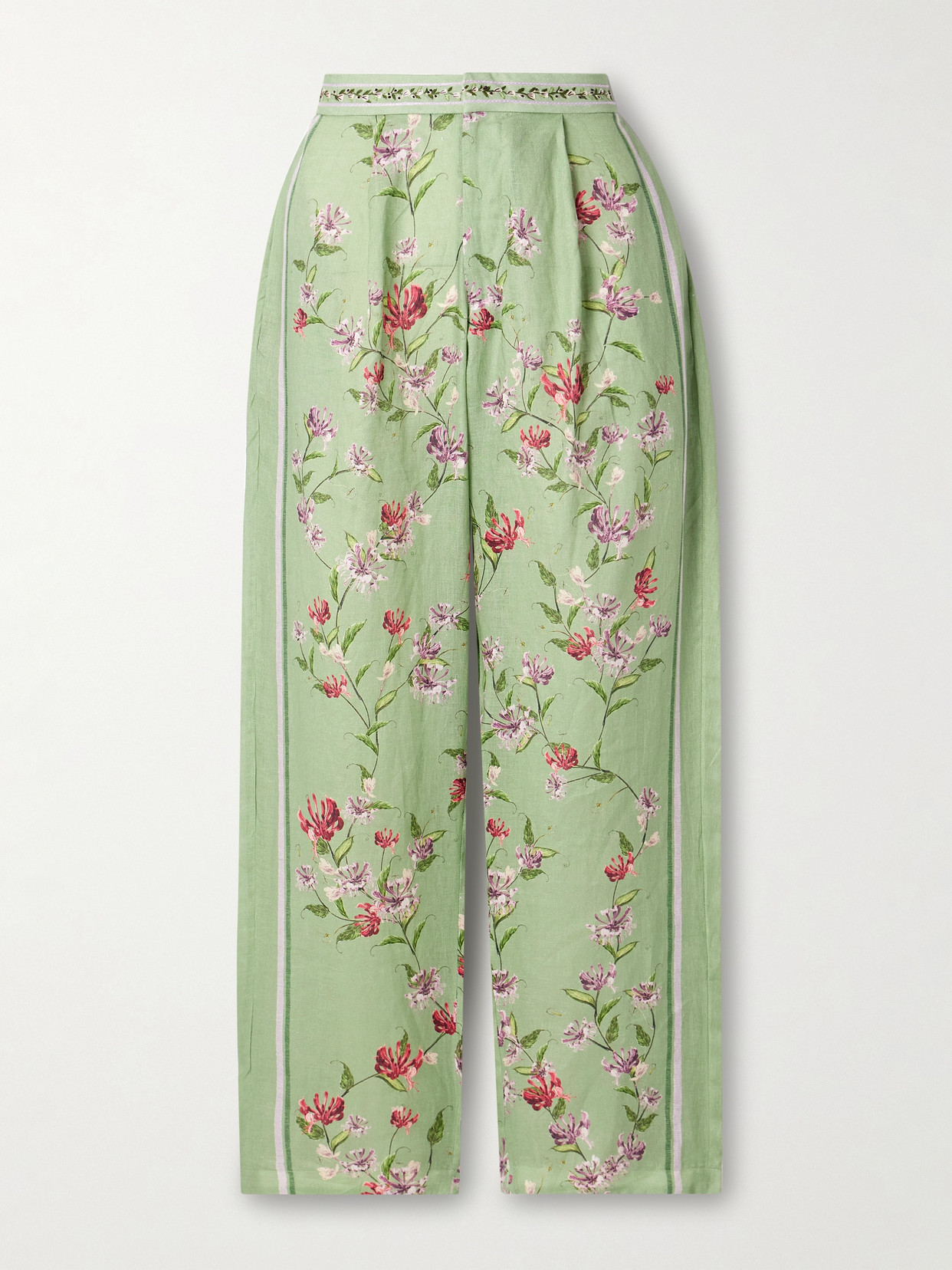Agua By Agua Bendita Weite Hose Florecer Honeysuckle Aus Leinen In Green