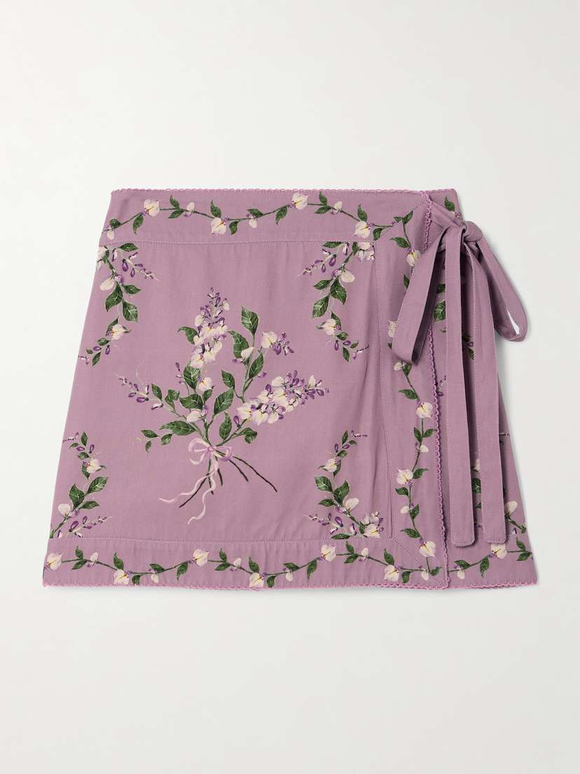 Agua by Agua Bendita Luna Wisteria Floral-print Recycled-twill Pareo