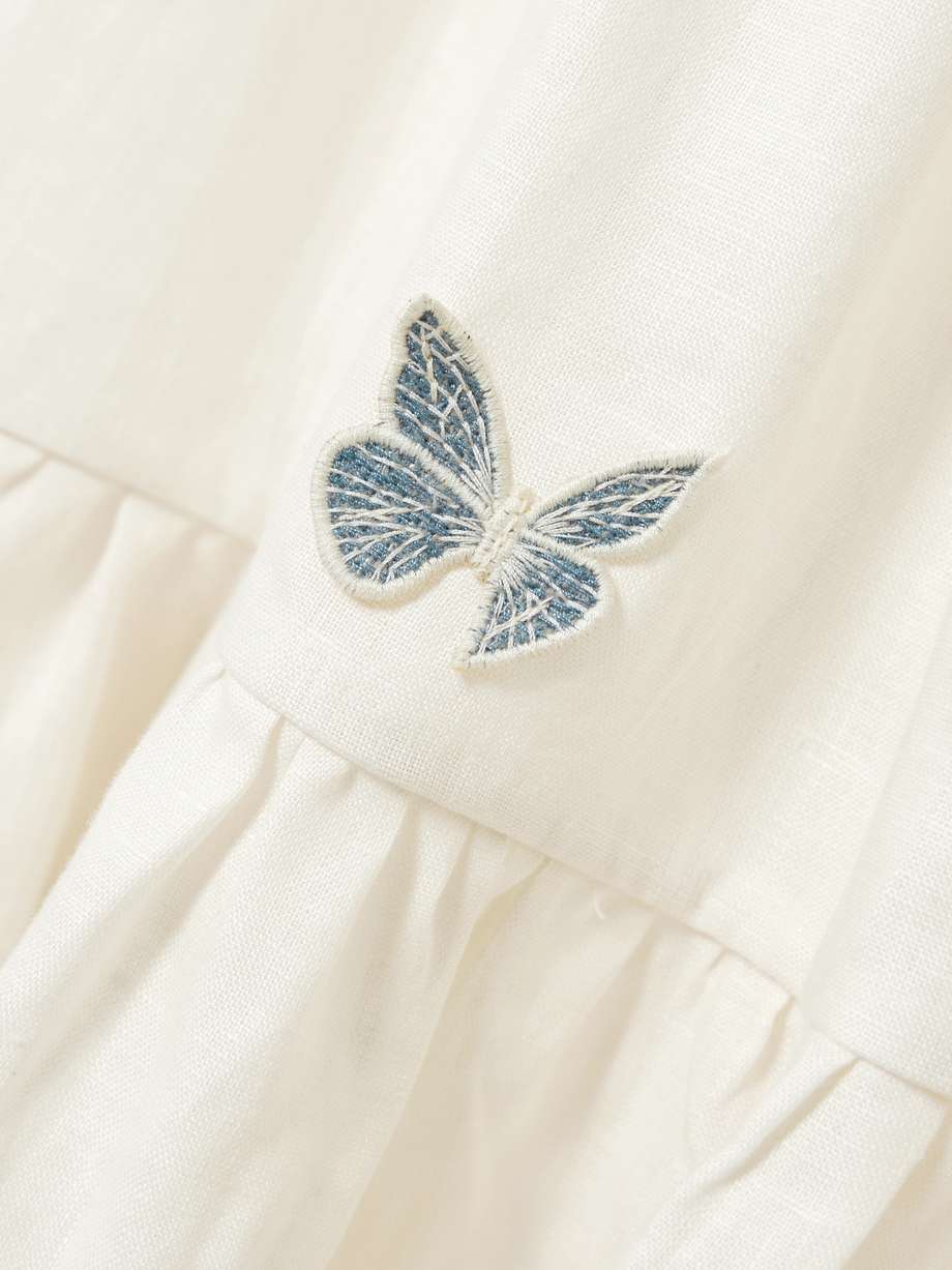 lima lymanopoda appliquéd tiered linen maxi dress