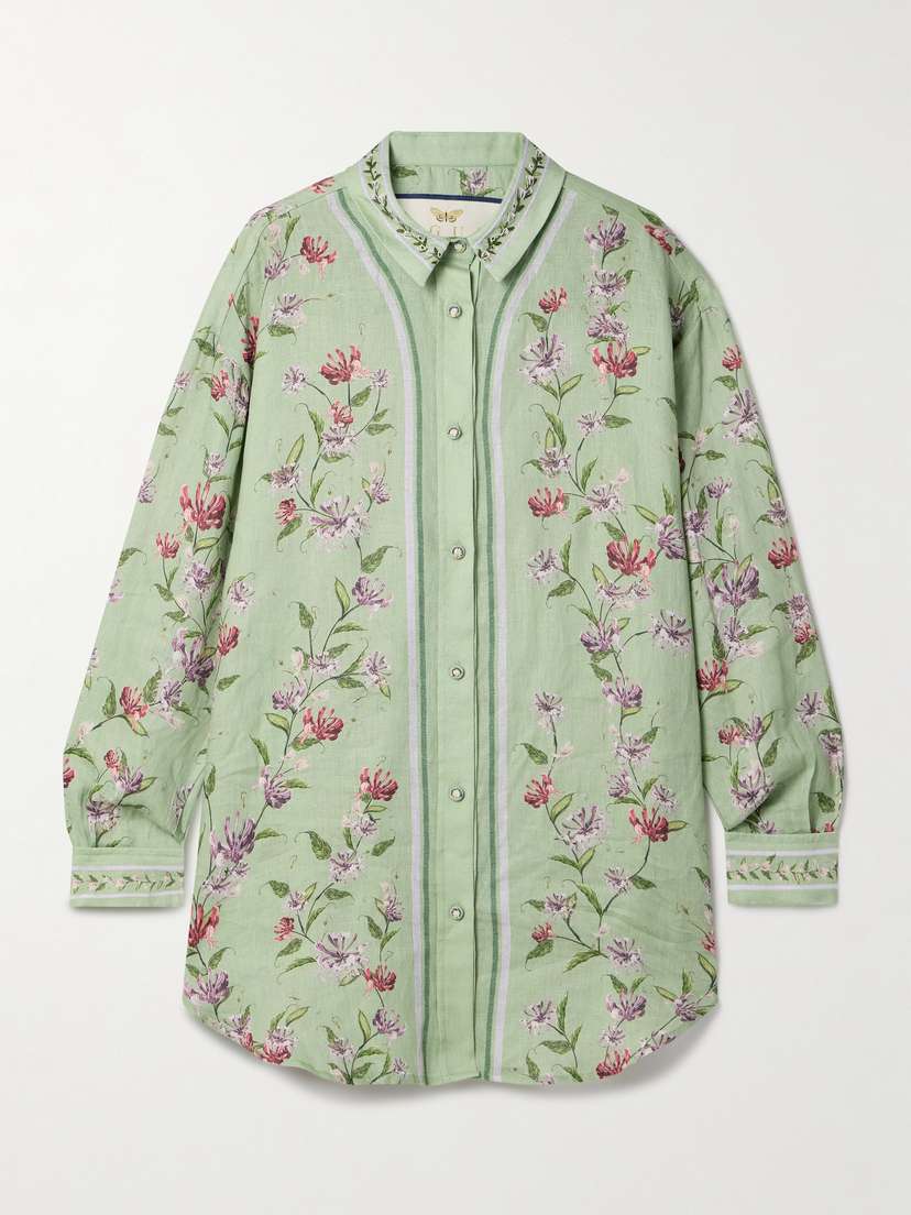 Agua by Agua Bendita Cecilia Honeysuckle Floral-print Linen Shirt