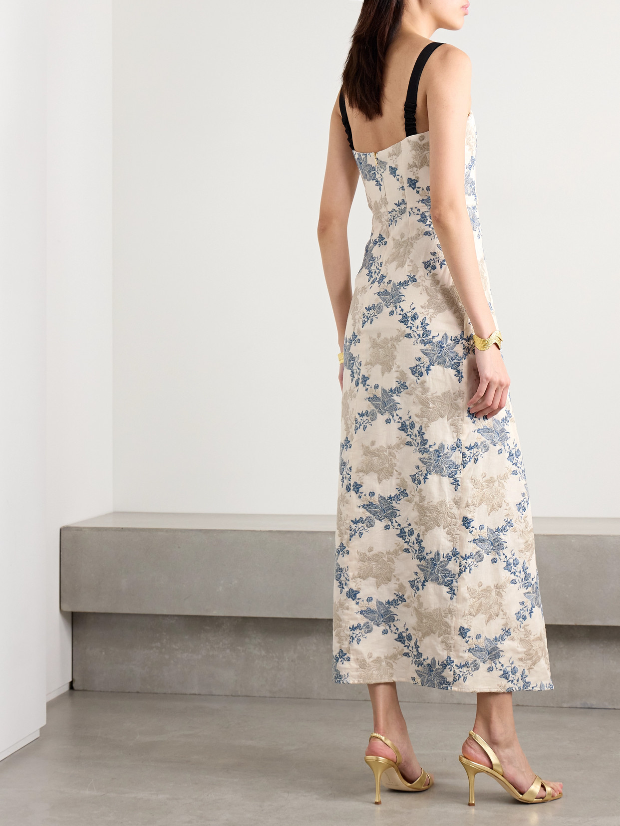 Agua By Agua Bendita Cinefila Bow-detailed Linen Midi Dress In Blue