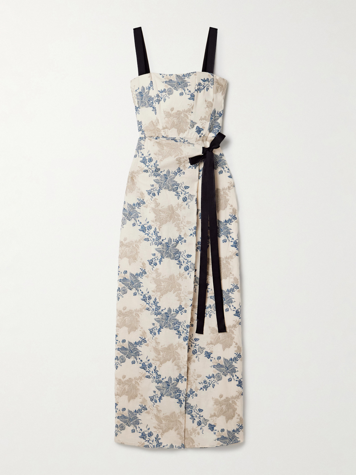Agua By Agua Bendita Cinefila Bow-detailed Linen Midi Dress In Blue