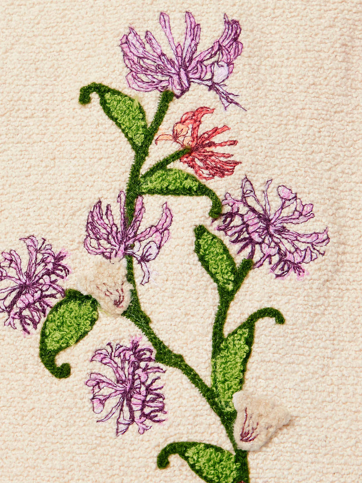 AGUA BY AGUA BENDITA CHLORELLA HONEYSUCKLE APPLIQUÉD EMBROIDERED COTTON-BLEND BOUCLÉ MIDI SKIRT