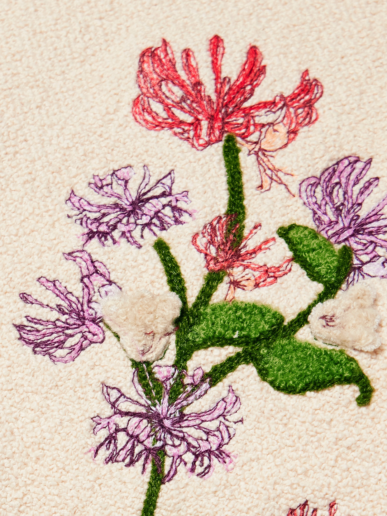 AGUA BY AGUA BENDITA CARLOTA HONEYSUCKLE CROPPED APPLIQUÉD EMBROIDERED COTTON-BLEND BOUCLÉ HALTERNECK TOP