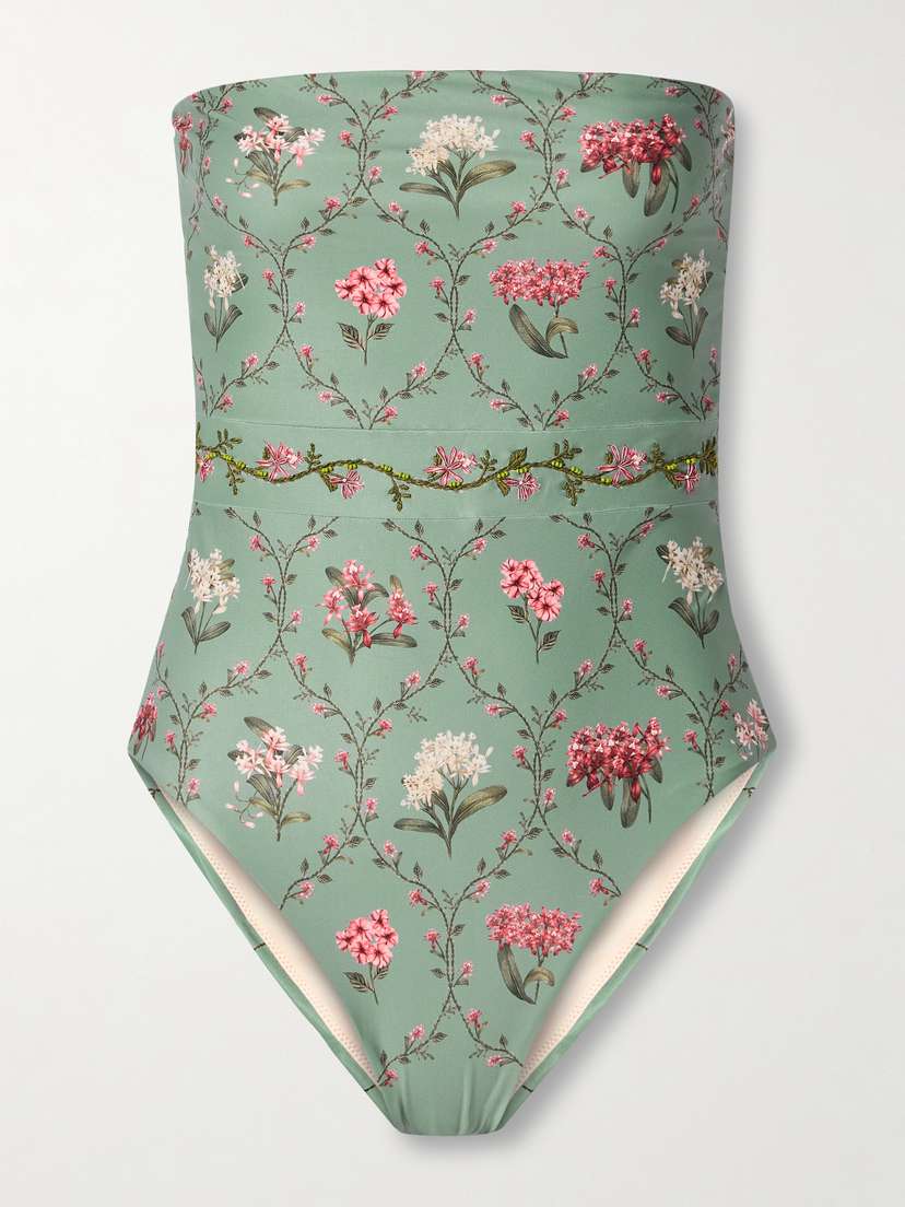 Agua by Agua Bendita Ilusión Orquidea Strapless Embroidered Floral-print Recycled Swimsuit