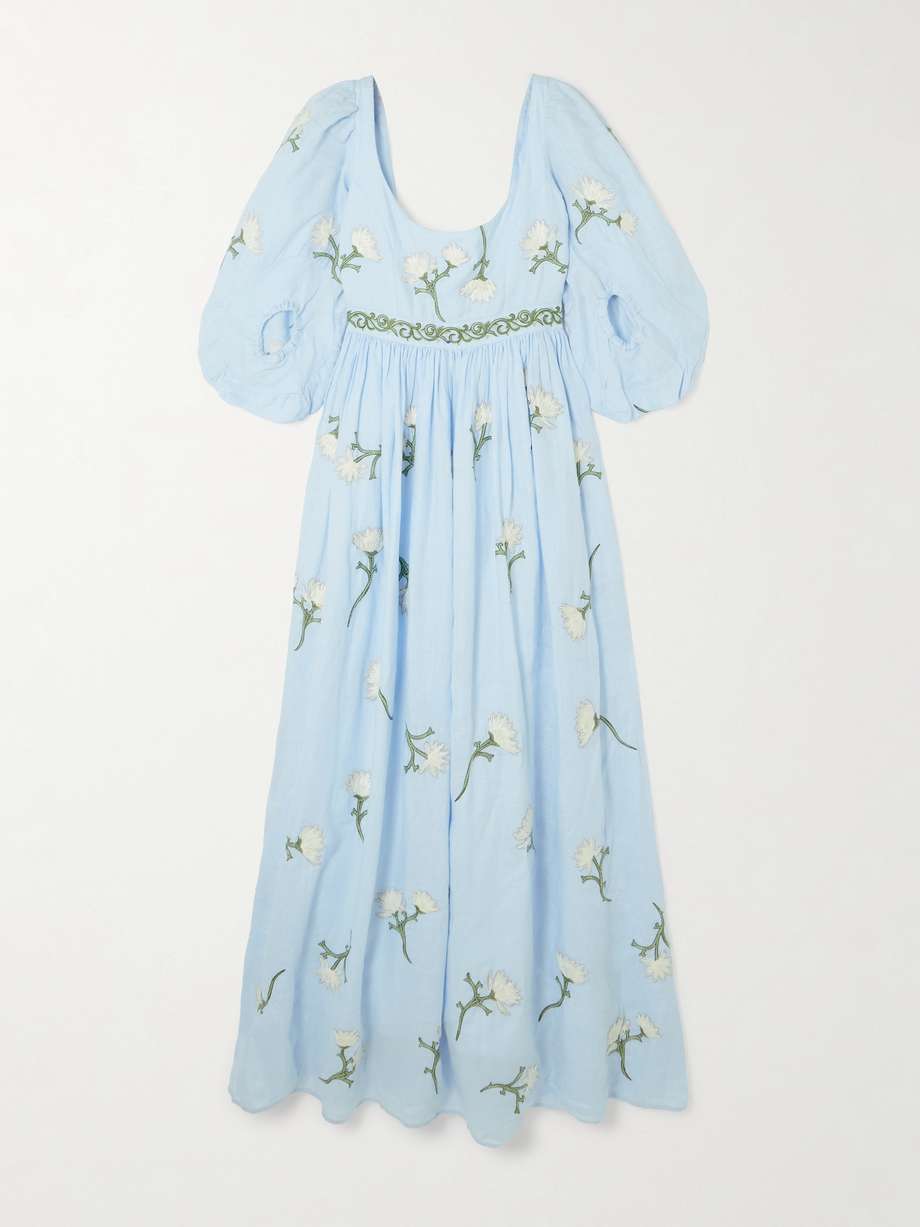viviane soledad embroidered linen maxi dress