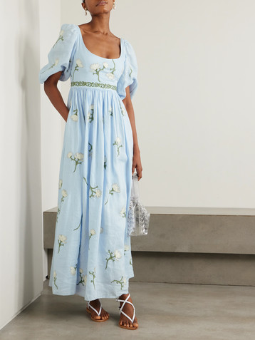 Agua by Agua Bendita Viviane Soledad embroidered linen maxi dress