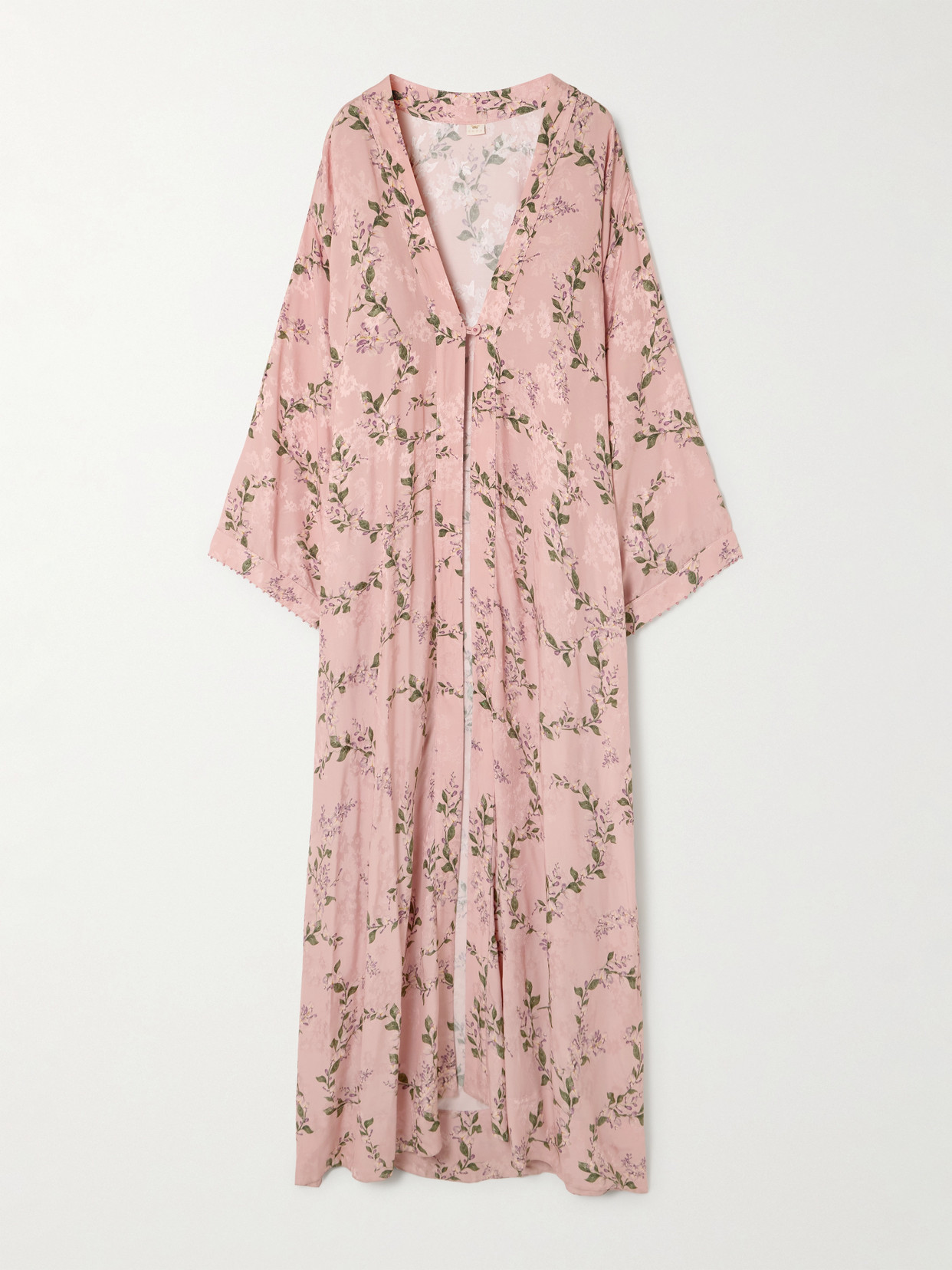 Agua By Agua Bendita Amada Floral Linen Robe In Pink