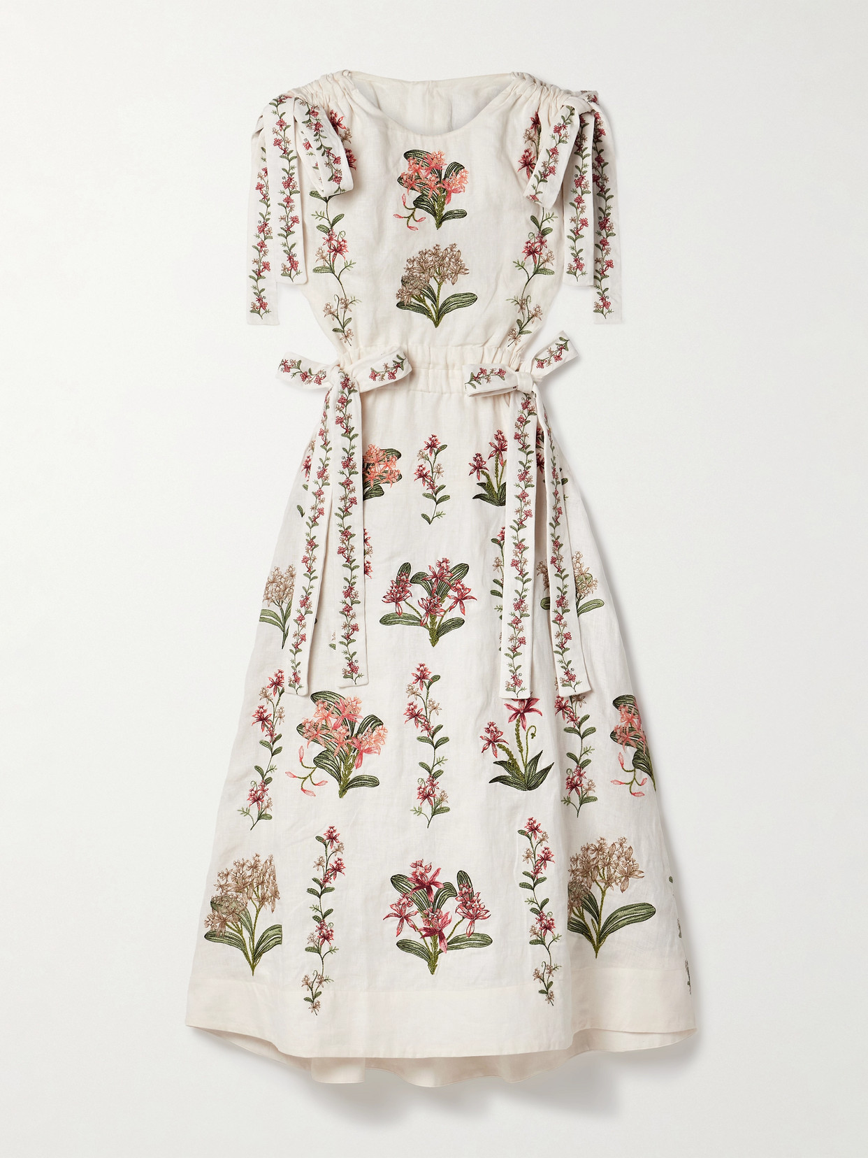 Agua By Agua Bendita Guanguacó Orquidea Cutout Embroidered Linen Midi Dress In White