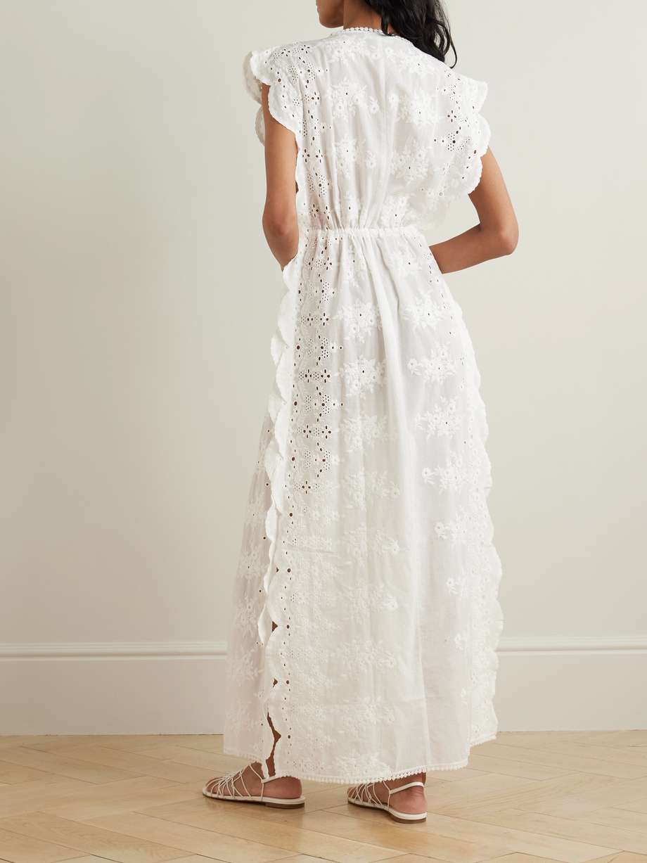 talitha picot-trimmed embroidered broderie anglaise cotton-voile kaftan
