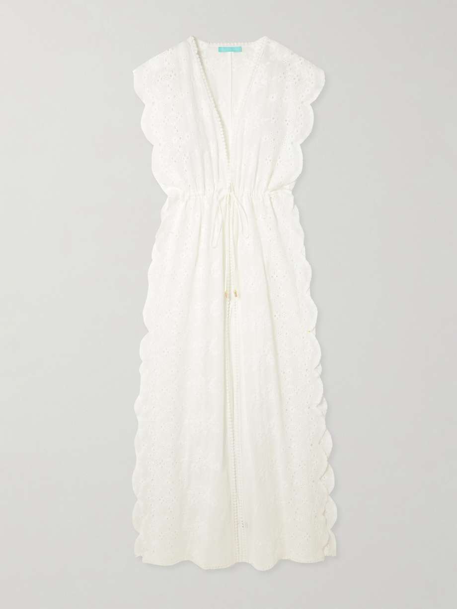talitha picot-trimmed embroidered broderie anglaise cotton-voile kaftan