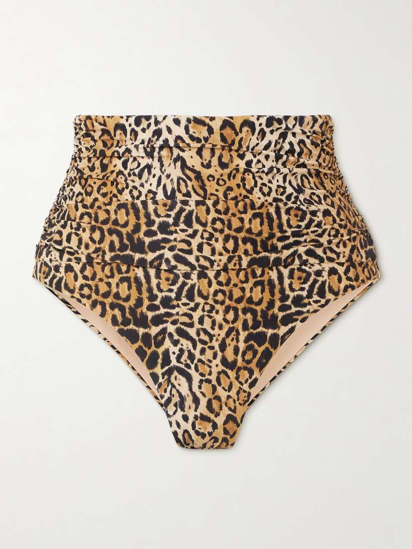 Melissa Odabash Catania Ruched Leopard-print Bikini Briefs