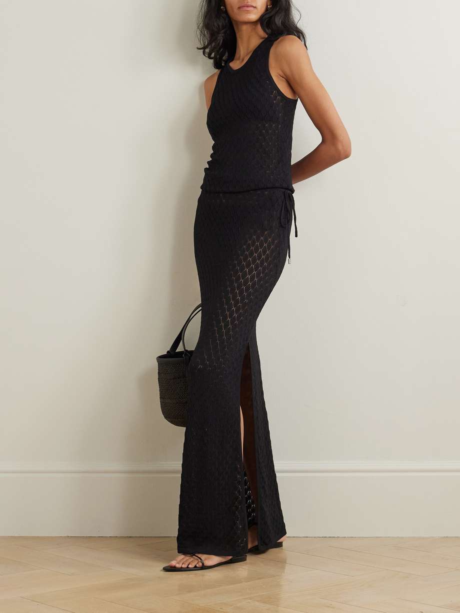 mia pointelle-knit maxi dress