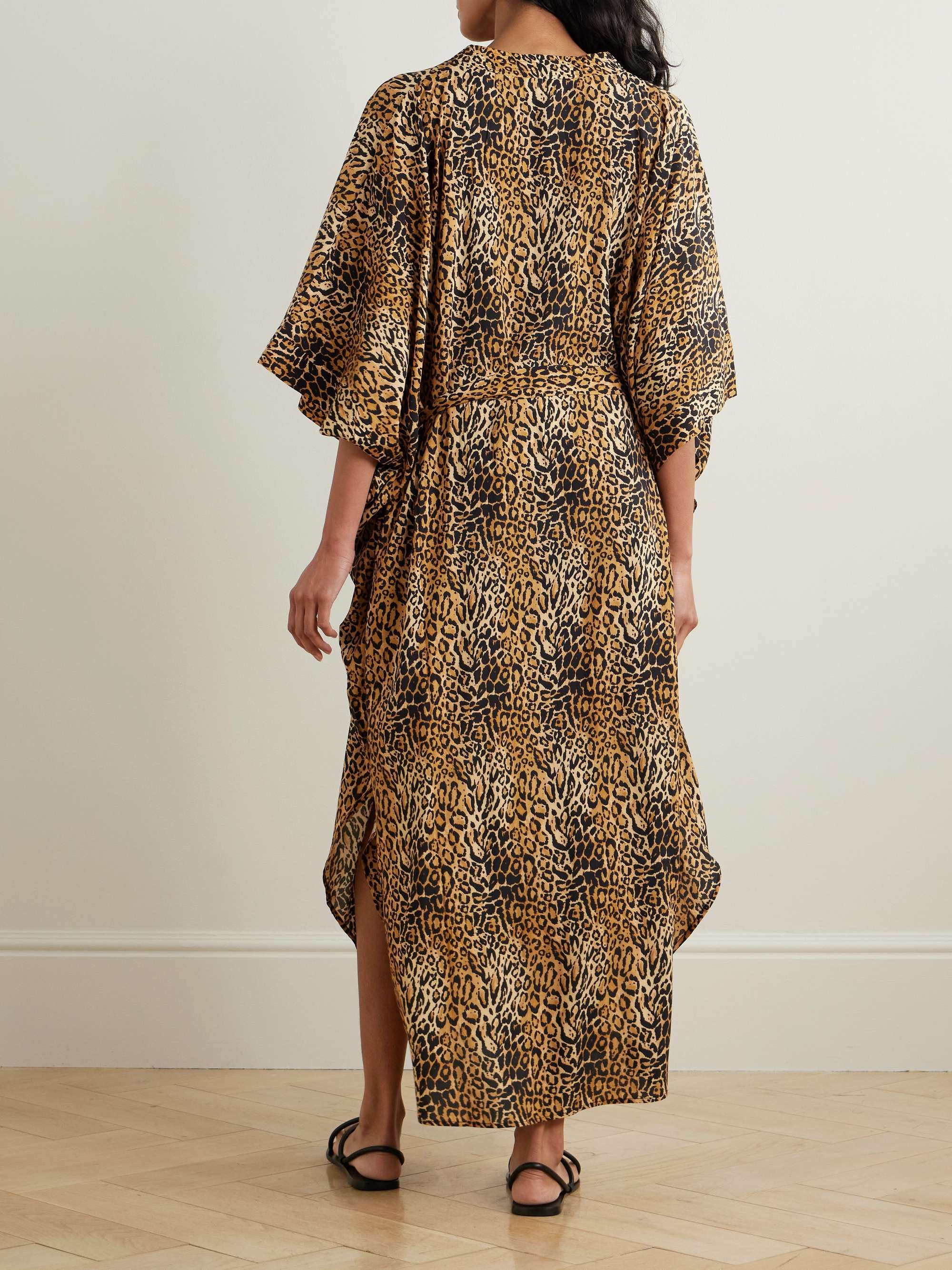 MELISSA ODABASH Bonnie belted leopard-print jersey kaftan MELISSA ODABASH Bonnie belted leopard-print jersey kaftan