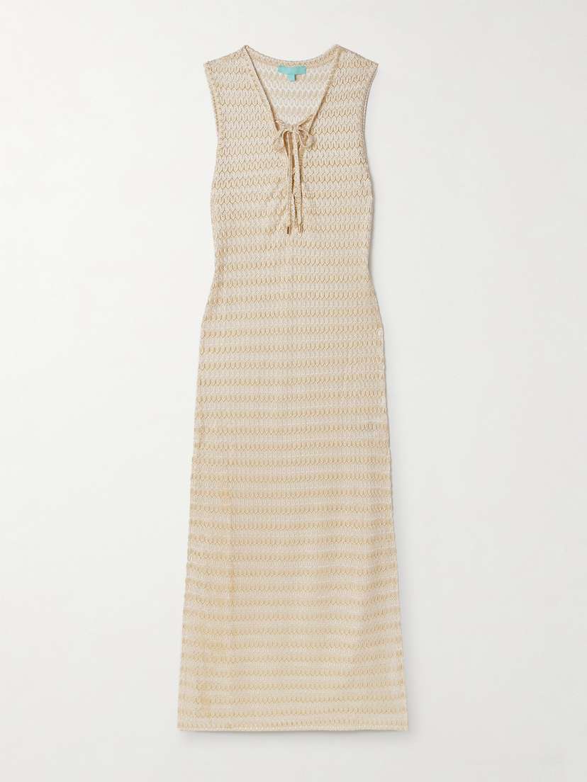 Melissa Odabash Maddie Metallic Crocheted Maxi Dress