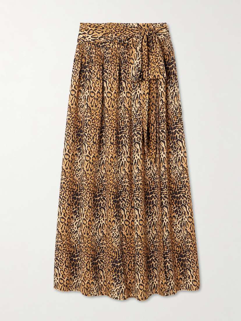 Melissa Odabash Elsa Belted Leopard-print Jersey Maxi Wrap Skirt