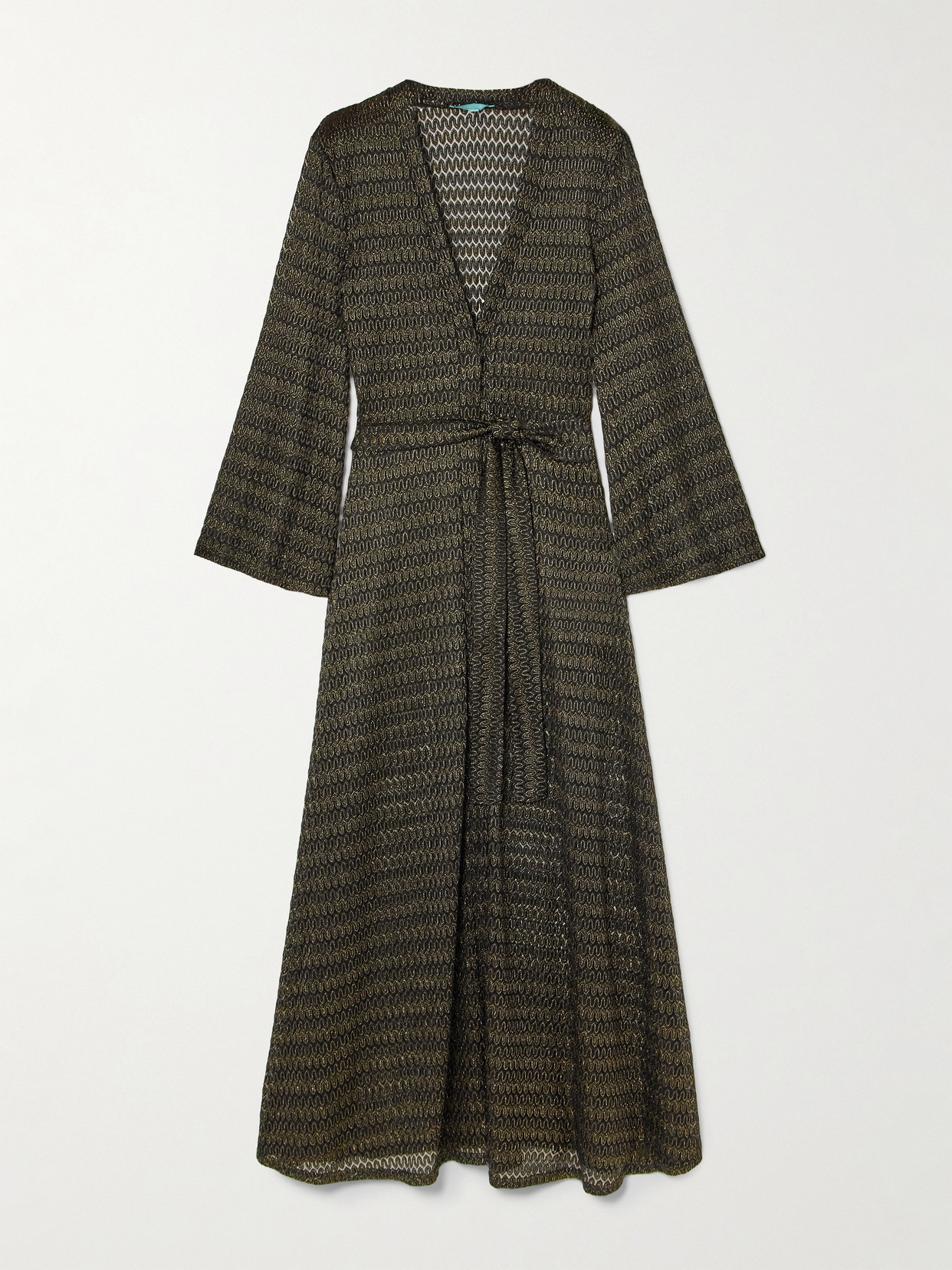 Melissa Odabash Melissa Belted Metallic Open-knit Robe In Black