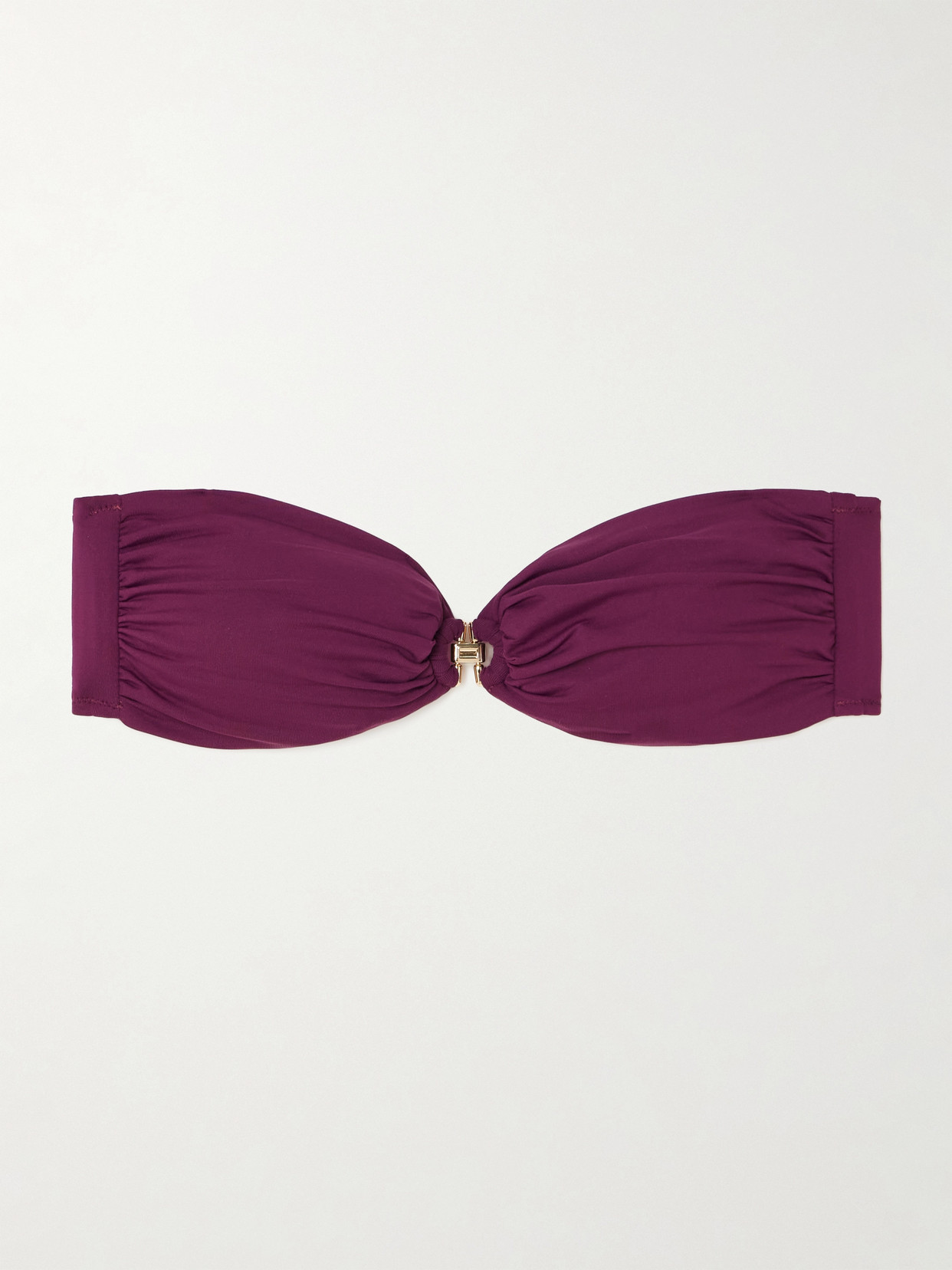 Melissa Odabash Istanbul Embellished Gathered Bandeau Bikini Top In Purple