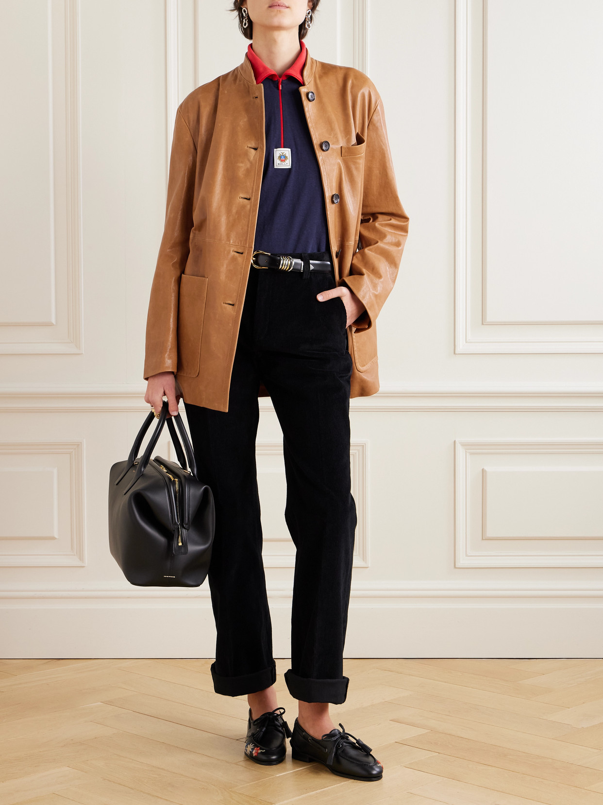Bally Belted Leather Jacket In Brown