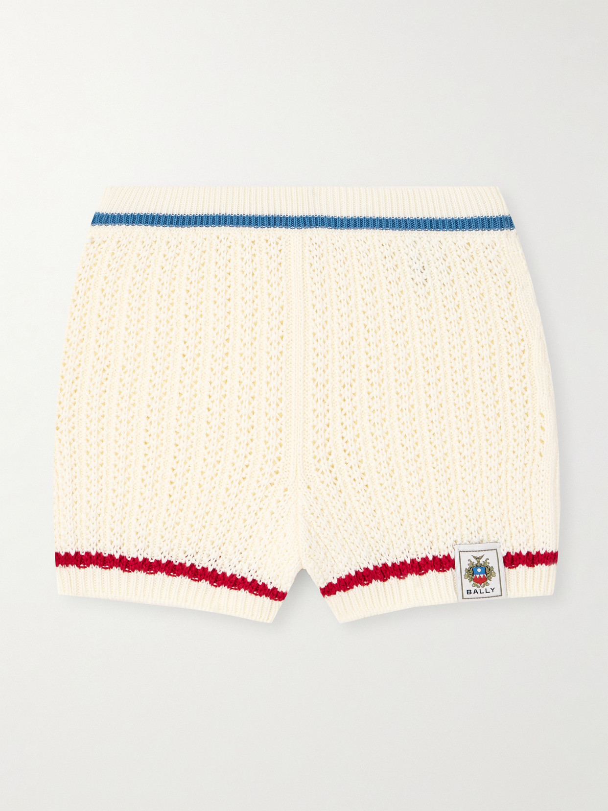 BALLY - Striped Open-knit Cotton Shorts - Cream