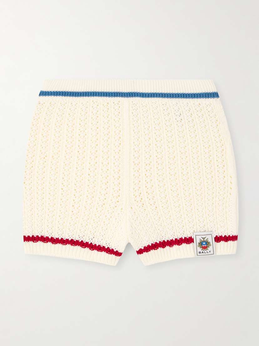 BALLY Striped Open-knit Cotton Shorts