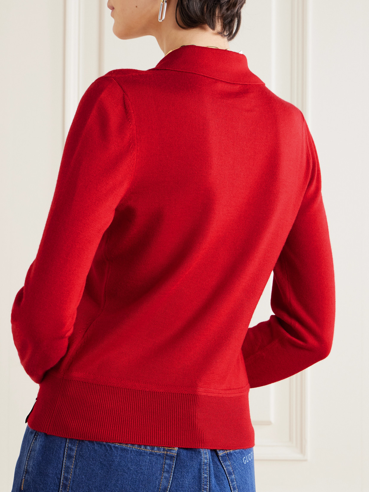 Bally Cashmere And Silk-blend Polo Sweater In Red
